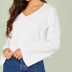 shein bell sleeve ripped top